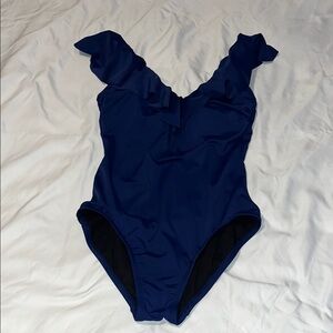 Bal Harbor One-Piece Swimsuit with V-Neckline ruffle trim size 8 EUC
